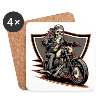 Furchtloser Biker auf düsterer Fahrt - Untersetzer (4er-Set) - Weiß - Vorne