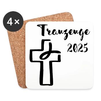 Trauzeuge 2025 Fisch taucht ins Kreuz - Untersetzer (4er-Set) - Weiß - Vorne