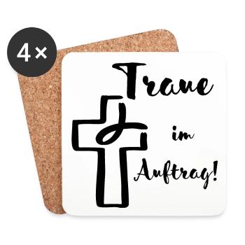 Traue im Auftrag Fisch taucht ins Kreuz Hochzeit - Untersetzer (4er-Set) - Weiß - Vorne