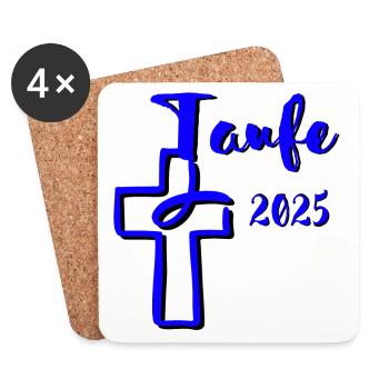 Baptism 2025 Fish Dips in Cross Blue Contrast - Coasters (set of 4) - white - Front