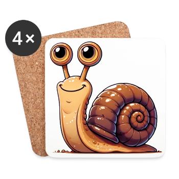 Escargot - Dessous de verre (lot de 4) - blanc - Devant