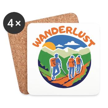 Wanderlust - Enjoy Hiking Nature & Adventure - Coasters (set of 4) - white - Front