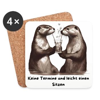 Otterfreunde Prost am Trinkglas - Untersetzer (4er-Set) - Weiß - Vorne