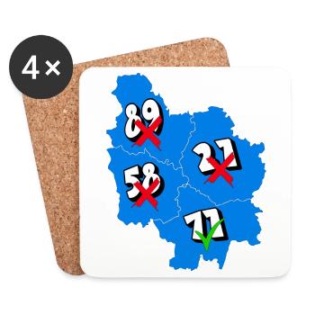 Région Bourgogne - Dessous de verre (lot de 4) - blanc - Devant
