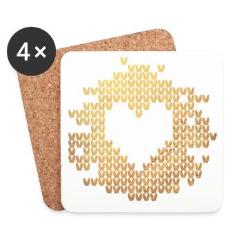 Coeur Doré Tricots Cabane Magique Luxe Amour Amour - Dessous de verre (lot de 4) - blanc - Devant
