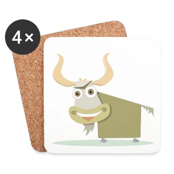 Fröhliche Illustration einer tibetischen Kuh. - Untersetzer (4er-Set) - Weiß - Vorne
