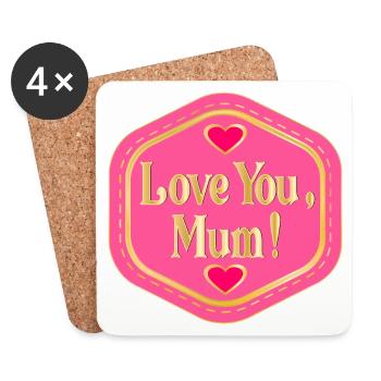 LOVE YOU MUM HEART - Coasters (set of 4) - white - Front