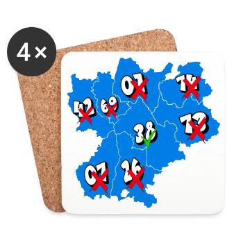 Région Rhône-Alpes - Dessous de verre (lot de 4) - blanc - Devant