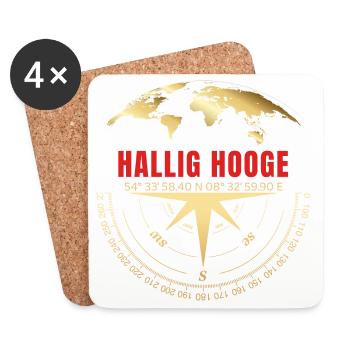 Koordinaten Hallig Hooge - Untersetzer (4er-Set) - Weiß - Vorne