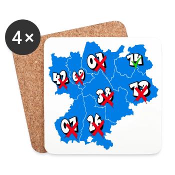 Région Rhône-Alpes - Dessous de verre (lot de 4) - blanc - Devant