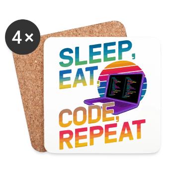 Sleep Eat Code Repeat Geschenk für Coder - Untersetzer (4er-Set) - Weiß - Vorne