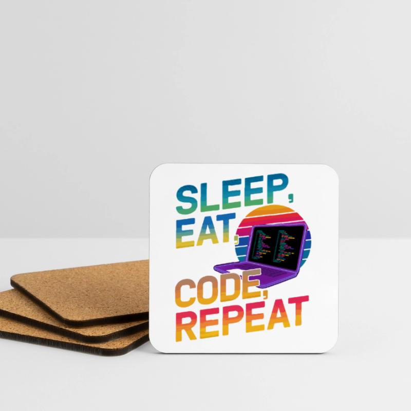 Sleep Eat Code Repeat Gift pour Coder Dessous de verre (lot de 4)
