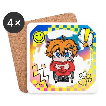 Colorful Pop Art Wheelchair Hero - Coasters (set of 4) - white - Front