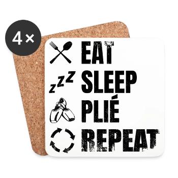 Manger dormir Plié Répéter - Dessous de verre (lot de 4) - blanc - Devant