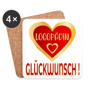 GLÜCKWUNSCH LOGOPÄDIN LOGOPÄDIE - Untersetzer (4er-Set) - Weiß - Vorne