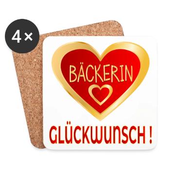 GLÜCKWUNSCH BÄCKERIN BACKEN - HERZ - Untersetzer (4er-Set) - Weiß - Vorne