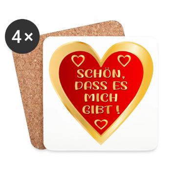 SCHÖN DASS ES MICH GIBT HERZ - Untersetzer (4er-Set) - Weiß - Vorne