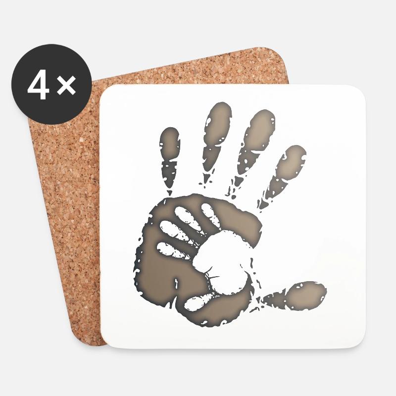 HANDS - GREY - Coasters (set of 4) - white