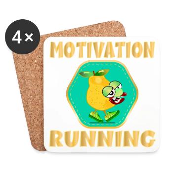 LUSTIGE MOTIVATION LAUFBIRNE - Untersetzer (4er-Set) - Weiß - Vorne