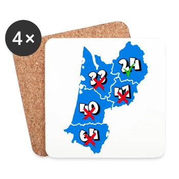 Région Aquitaine - Dessous de verre (lot de 4) - blanc - Devant