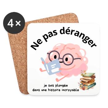 Ne pas déranger lecture - Dessous de verre (lot de 4) - blanc - Devant