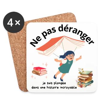 Ne pas déranger lecture - Dessous de verre (lot de 4) - blanc - Devant