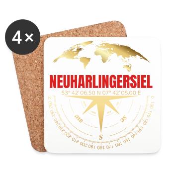 Koordinaten Neuharlingersiel - Untersetzer (4er-Set) - Weiß - Vorne