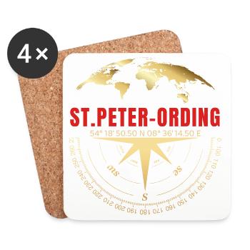 Koordinaten St Peter Ording - Untersetzer (4er-Set) - Weiß - Vorne