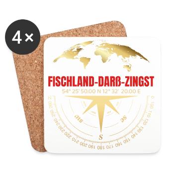 Koordinaten Fischland-Darß-Zingst - Untersetzer (4er-Set) - Weiß - Vorne