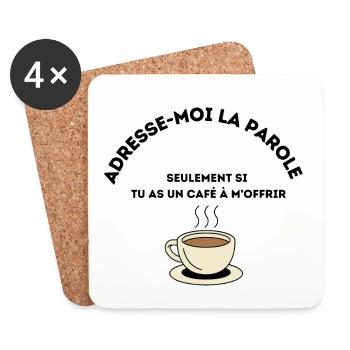 Café à offrir - Dessous de verre (lot de 4) - blanc - Devant