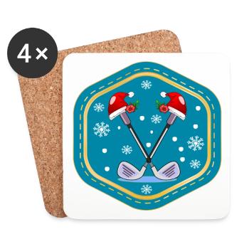 WEIHNACHTSFEIER GOLFPLÄTZE GOLFSPIELEN - Untersetzer (4er-Set) - Weiß - Vorne