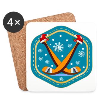 HOCKEY SUR GLACE DE NOËL - Dessous de verre (lot de 4) - blanc - Devant