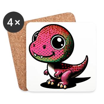 Dinosaure - Dessous de verre (lot de 4) - blanc - Devant