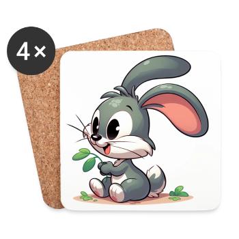 Lapin - Dessous de verre (lot de 4) - blanc - Devant