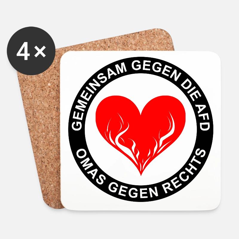 Gemeinsam gegen die AFD - OMAS GEGEN RECHTS - Untersetzer (4er-Set) - Weiß