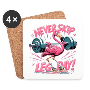 Leg Day Flamingo Leg Workout Funny Gym Gift - Coasters (set of 4) - white - Front