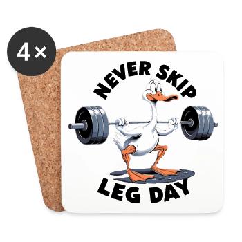Jour de jambe d’entraînement de jambe d’oie drôle de gymnase cadeau - Dessous de verre (lot de 4) - blanc - Devant