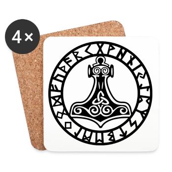 Marteau viking noir - Dessous de verre (lot de 4) - blanc - Devant