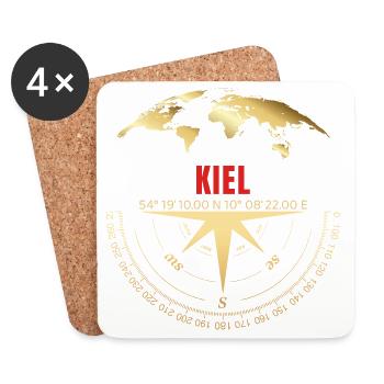 Koordinaten Kiel - Untersetzer (4er-Set) - Weiß - Vorne