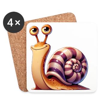 Escargot - Dessous de verre (lot de 4) - blanc - Devant