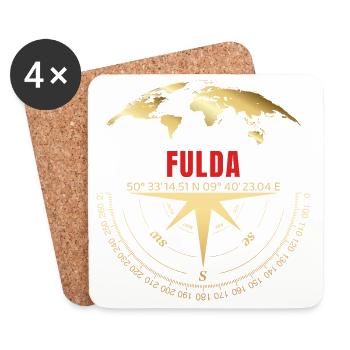 Koordinaten Fulda - Untersetzer (4er-Set) - Weiß - Vorne