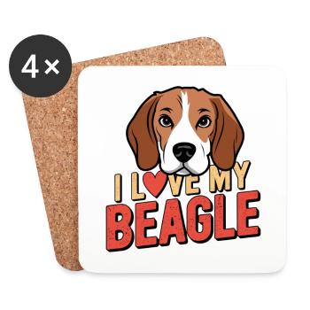 I Love My Beagle - Dog Fan Dog Lover Dog - Coasters (set of 4) - white - Front