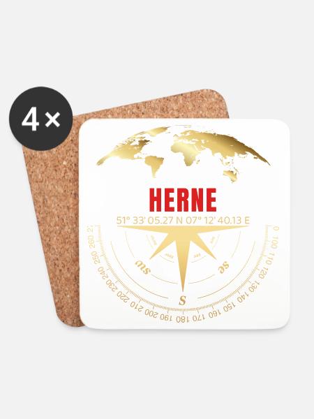Koordinaten Herne - Untersetzer (4er-Set) - Weiß