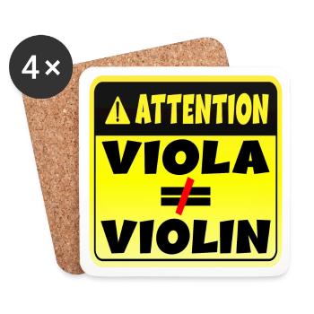ATTENTION MUSICAL INSTRUMENT VIOLA VIOLIN - Coasters (set of 4) - white - Front