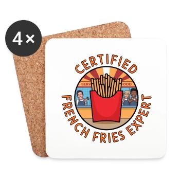 Certifié French Fries Expert Fan de restauration rapide - Dessous de verre (lot de 4) - blanc - Devant