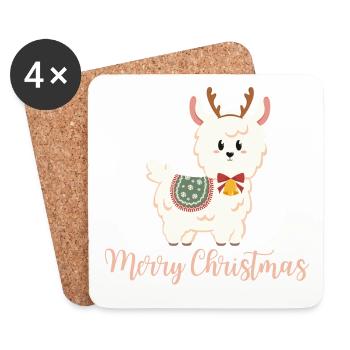 Alpaca for Christmas - Merry Christmas - Coasters (set of 4) - white - Front