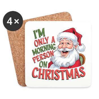 Festive Santa Quote Design for Christmas Apparel - Coasters (set of 4) - white - Front