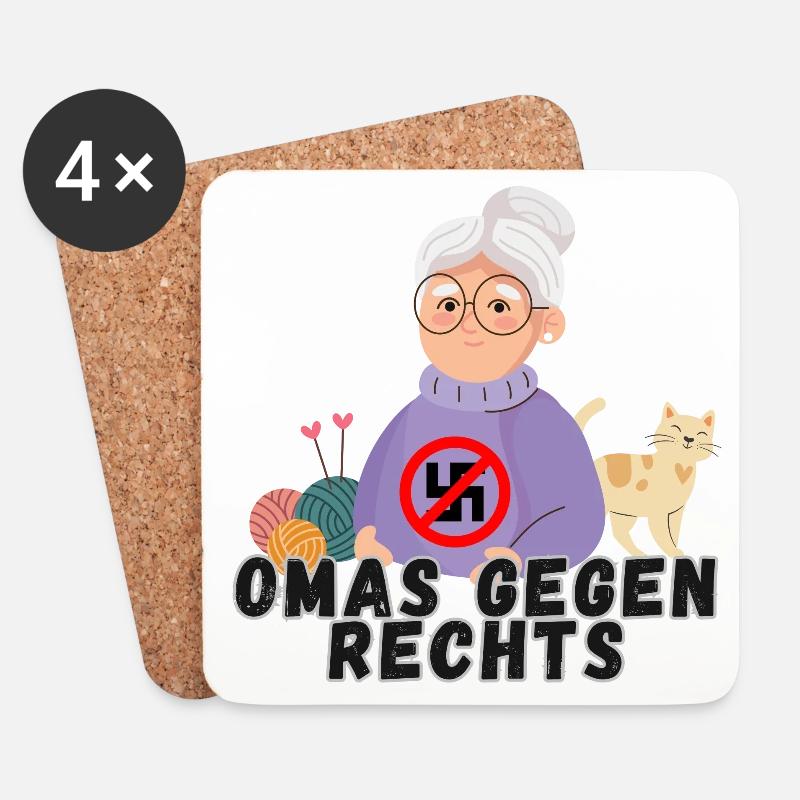 Omas gegen Rechts - Untersetzer (4er-Set) - Weiß