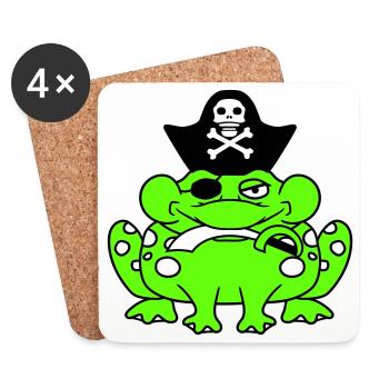 Frog Captain Cap Toad Funny Comic Cartoon - Coasters (set of 4) - white - Front