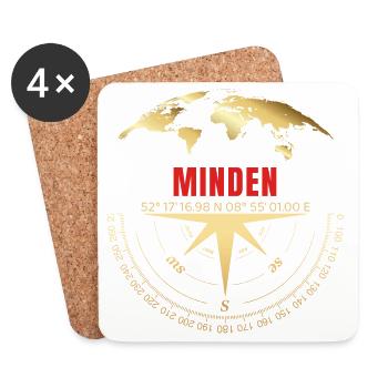 Koordinaten Minden - Untersetzer (4er-Set) - Weiß - Vorne